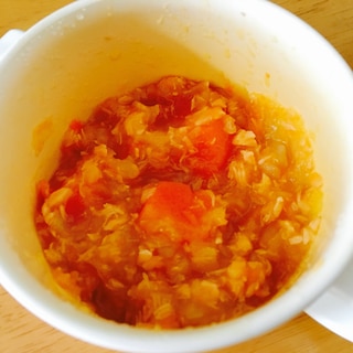 離乳食に！鮭のトマト煮込みスープ